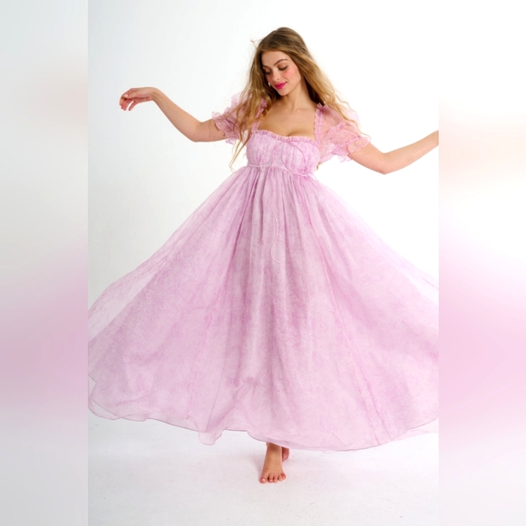 BNWT Selkie The Pink Porcelain Silk Gauze Seashell Gown - Picture 1 of 6